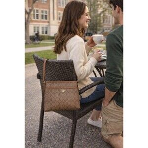 Coach Signature Brown File Crossbody Bag PVC Leather Zip Classic Chic F58297